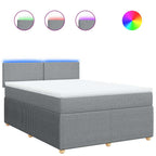 Boxspringbett mit Matratze Hellgrau 140x190 cm Stoff