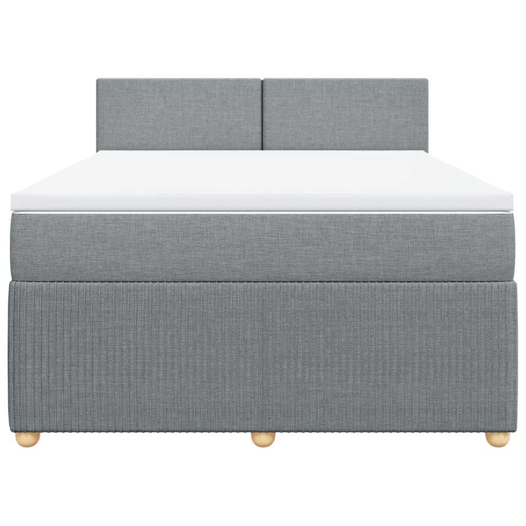 Boxspringbett mit Matratze Hellgrau 140x190 cm Stoff