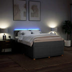 Boxspringbett mit Matratze Hellgrau 140x190 cm Stoff