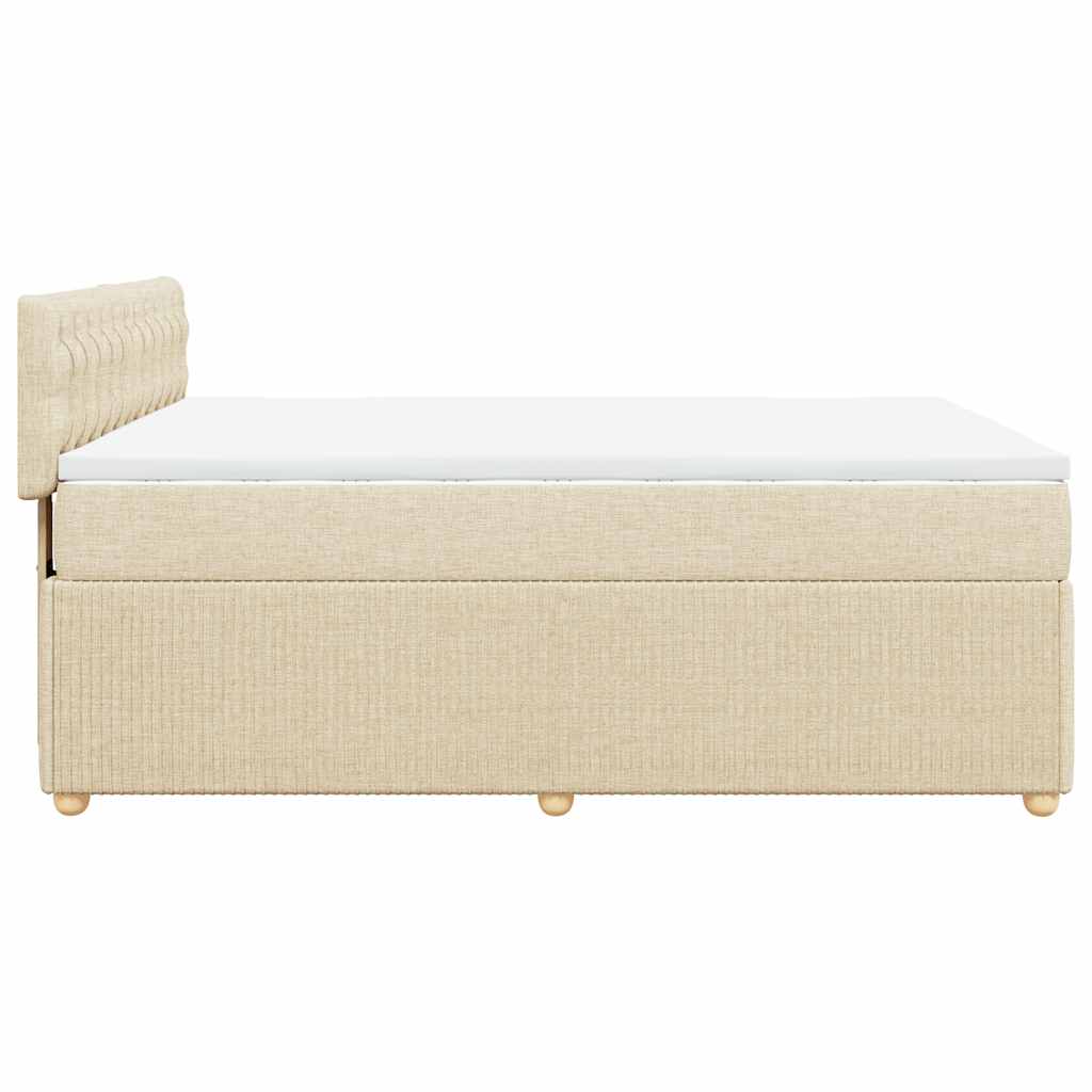 Boxspringbett mit Matratze Creme 140x190 cm Stoff