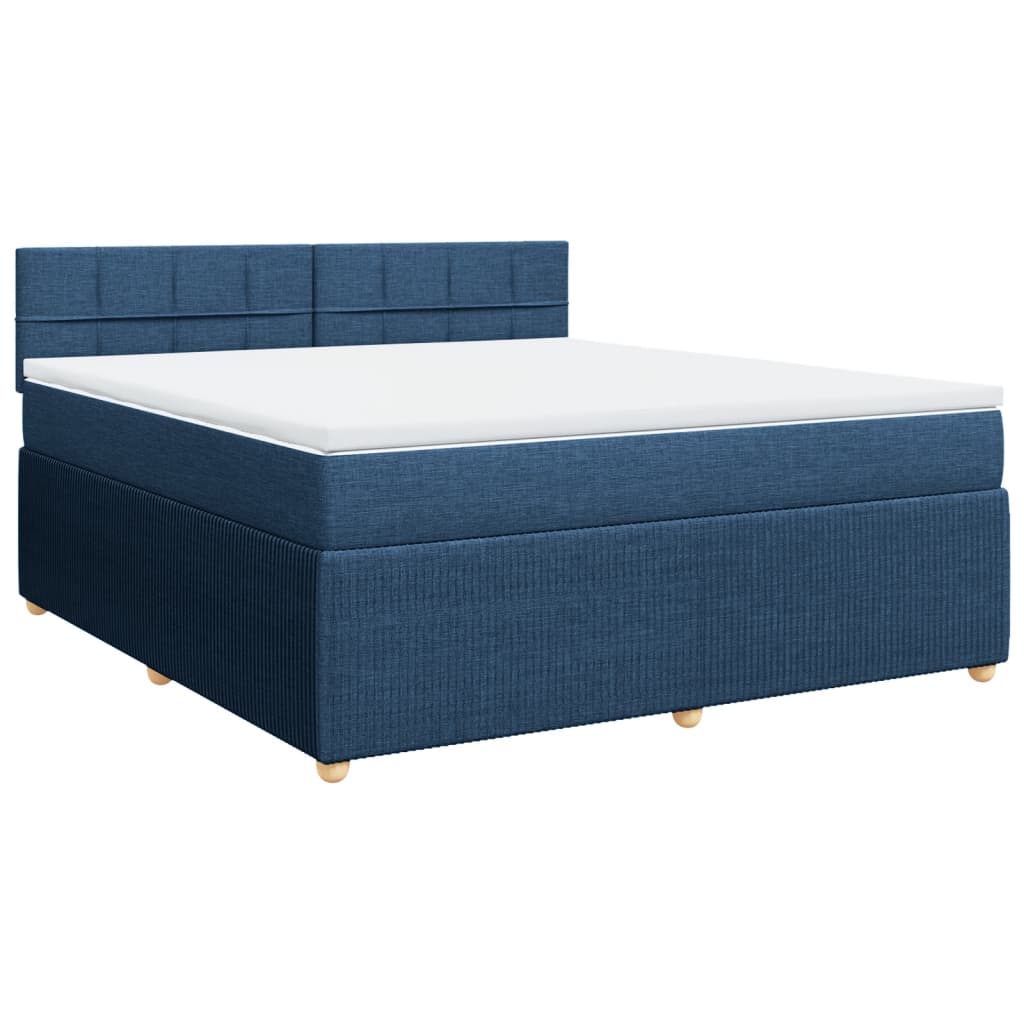 Boxspringbett mit Matratze Blau 180x200 cm Stoff