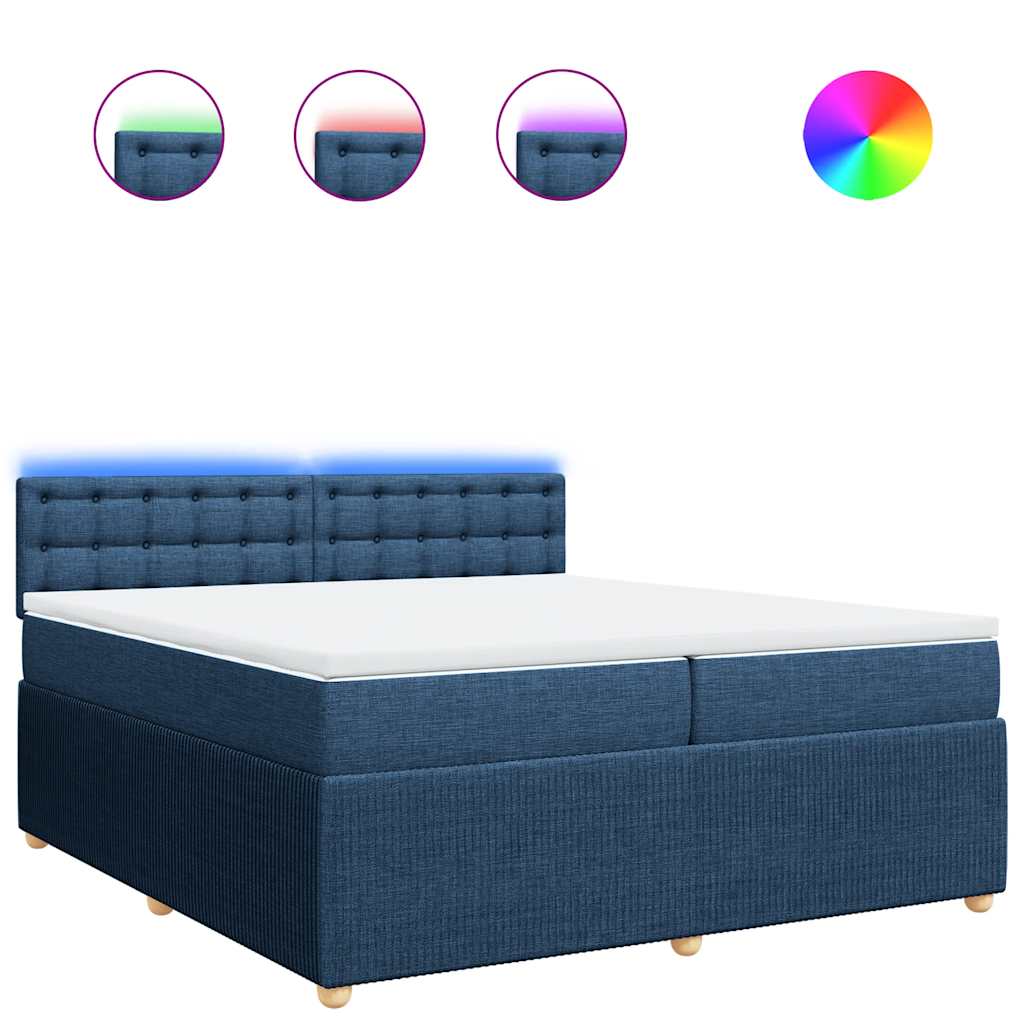 Boxspringbett mit Matratze Blau 200x200 cm Stoff