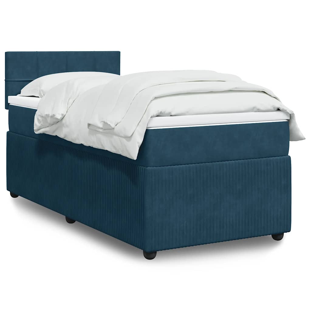 Boxspringbett mit Matratze Blau 80x200 cm Samt