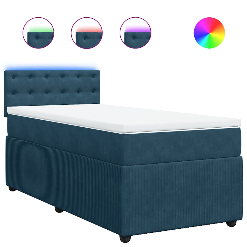 Boxspringbett mit Matratze Blau 80x200 cm Samt