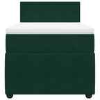 Boxspringbett mit Matratze Dunkelgrün 90x190 cm Samt