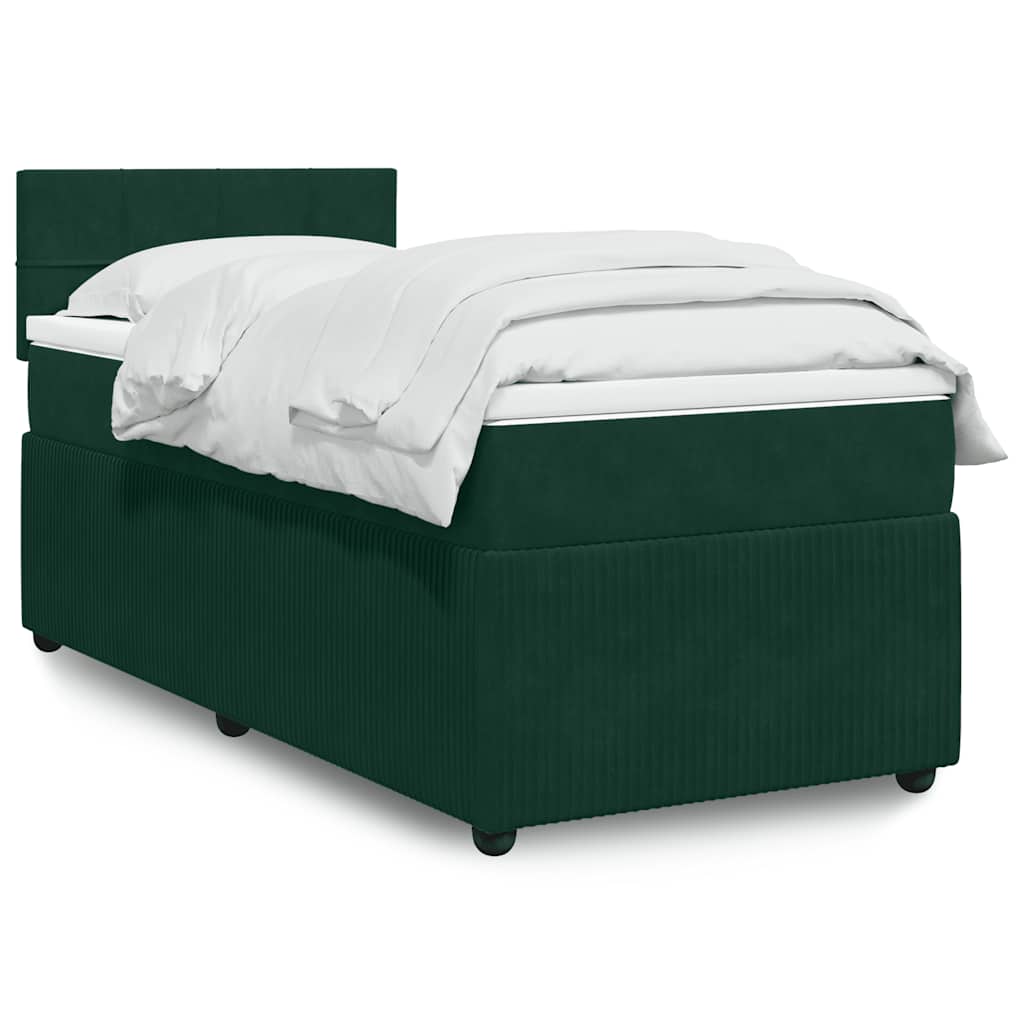 Boxspringbett mit Matratze Dunkelgrün 90x190 cm Samt
