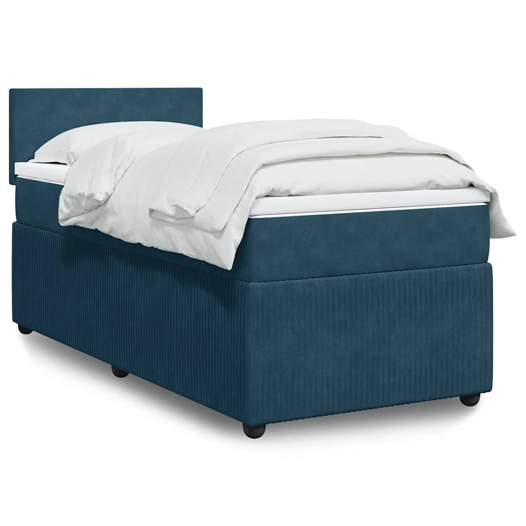Boxspringbett mit Matratze Blau 90x200 cm Samt