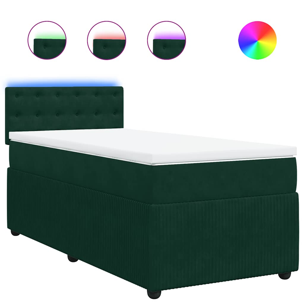 Boxspringbett mit Matratze Dunkelgrün 90x200 cm Samt