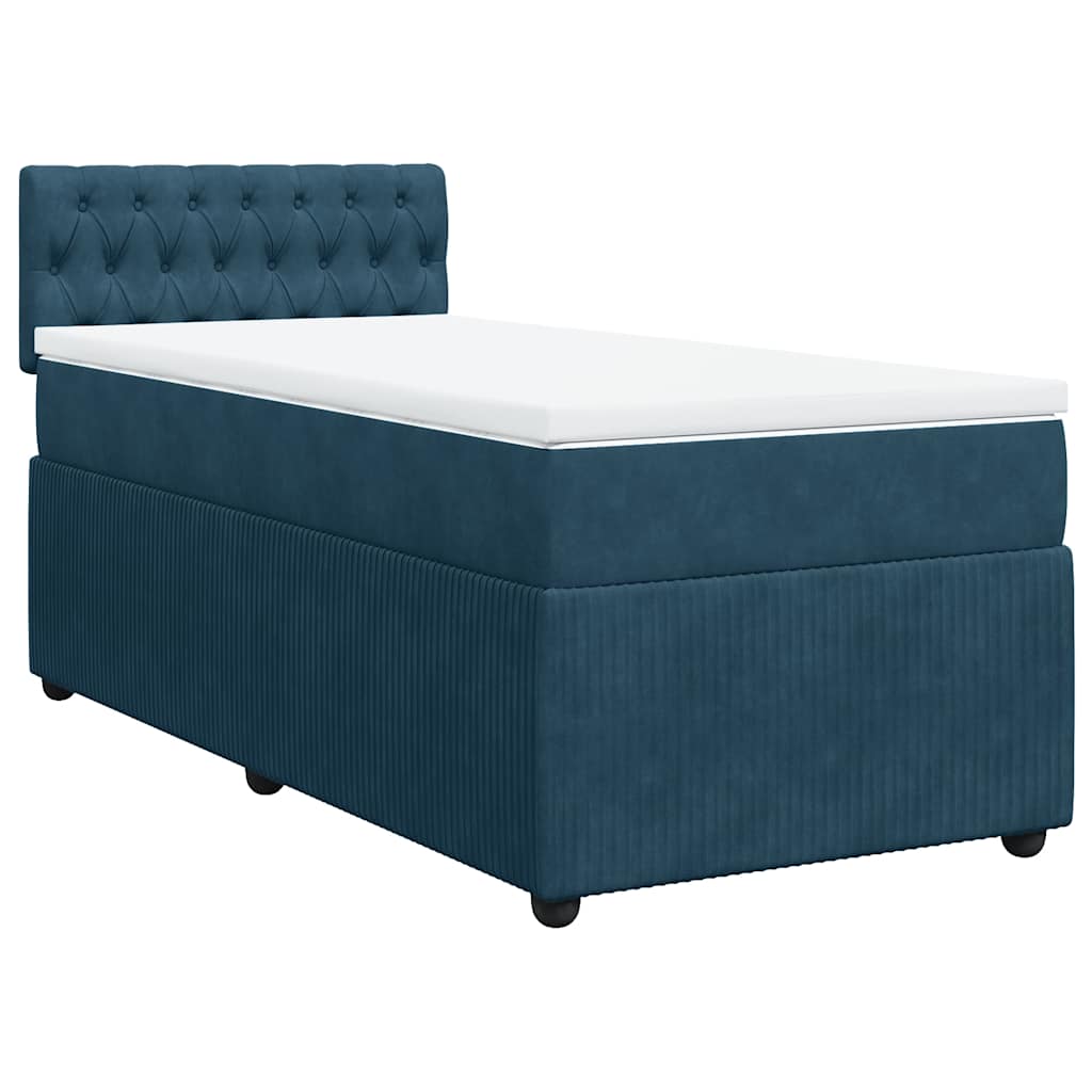 Boxspringbett mit Matratze Blau 90x200 cm Samt