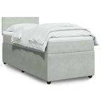 Boxspringbett mit Matratze Hellgrau 100x200 cm Samt
