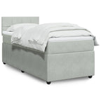 Boxspringbett mit Matratze Hellgrau 100x200 cm Samt