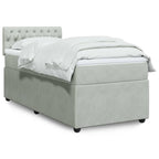 Boxspringbett mit Matratze Hellgrau 100x200 cm Samt