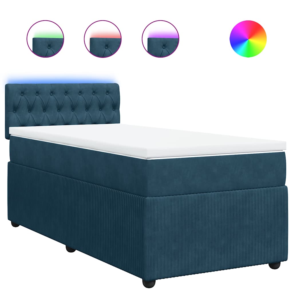 Boxspringbett mit Matratze Blau 100x200 cm Samt