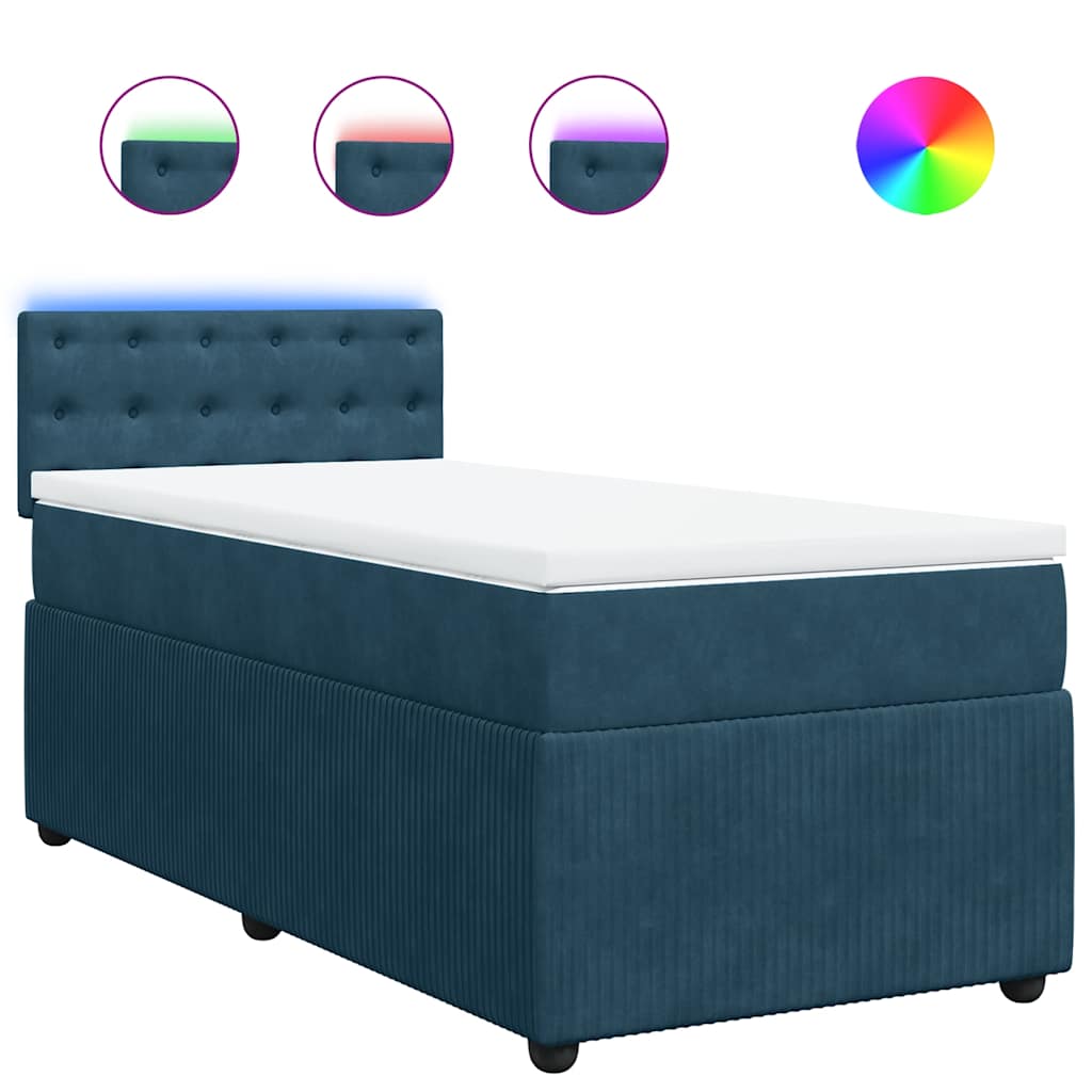 Boxspringbett mit Matratze Blau 100x200 cm Samt