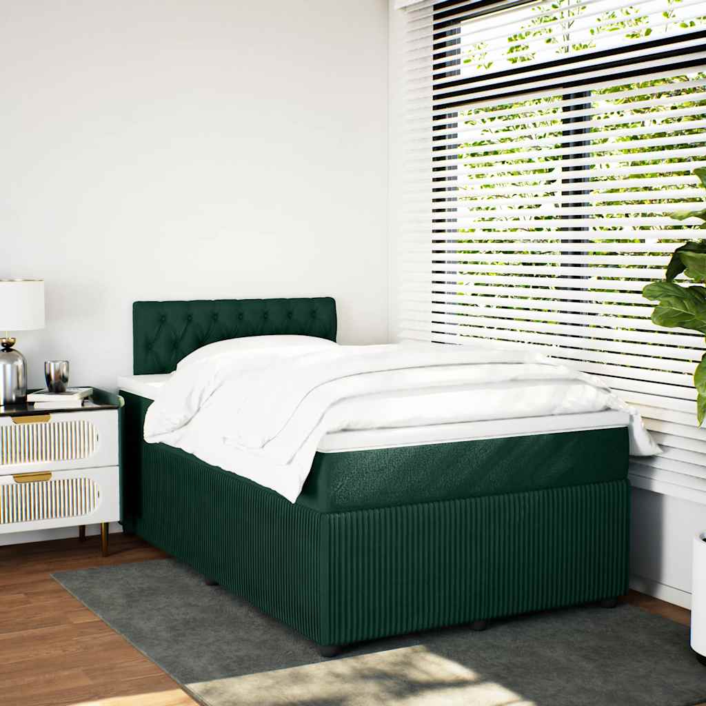 Boxspringbett mit Matratze Dunkelgrün 120x190 cm Samt