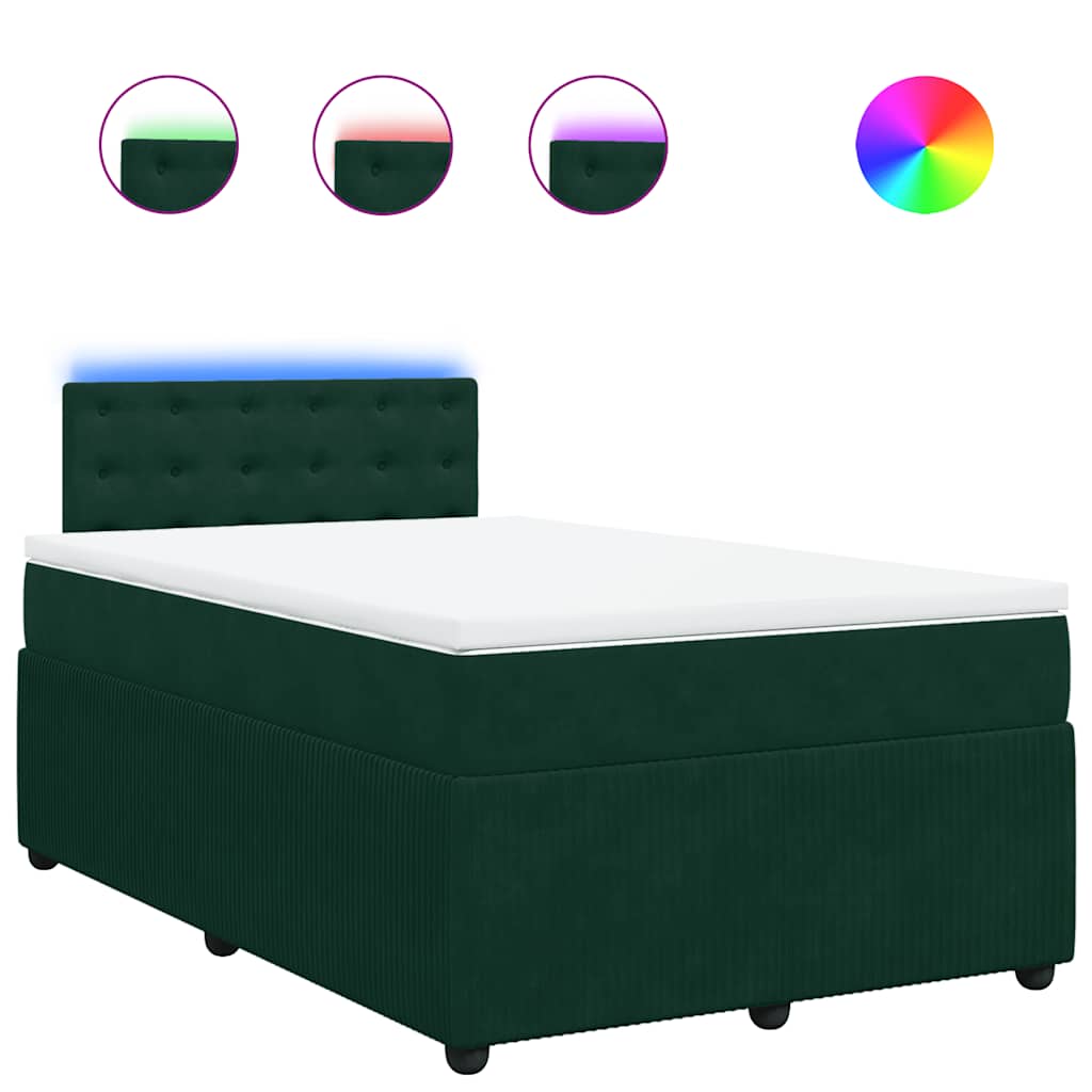 Boxspringbett mit Matratze Dunkelgrün 120x190 cm Samt