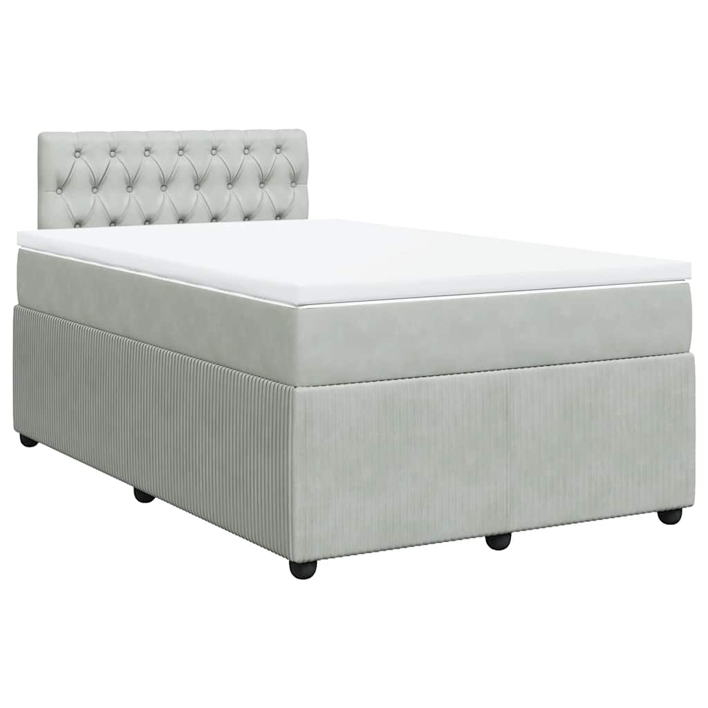 Boxspringbett mit Matratze Hellgrau 120x200 cm Samt