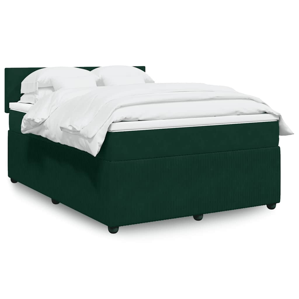 Boxspringbett mit Matratze Dunkelgrün 140x190 cm Samt