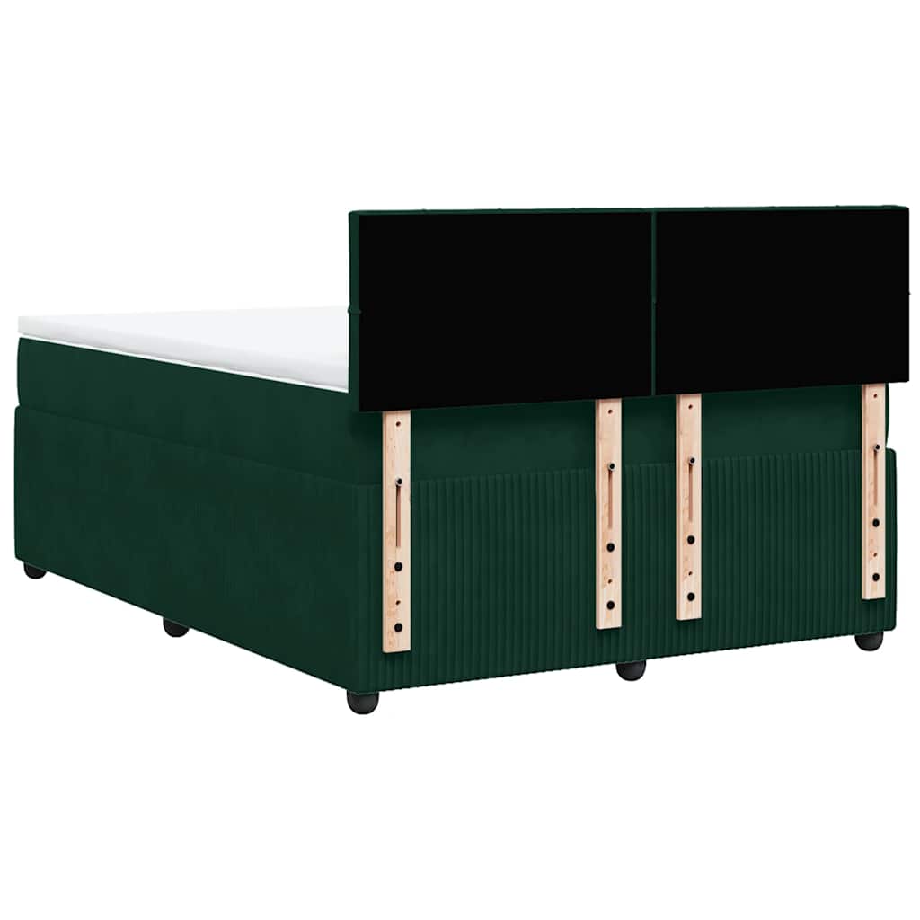 Boxspringbett mit Matratze Dunkelgrün 140x190 cm Samt
