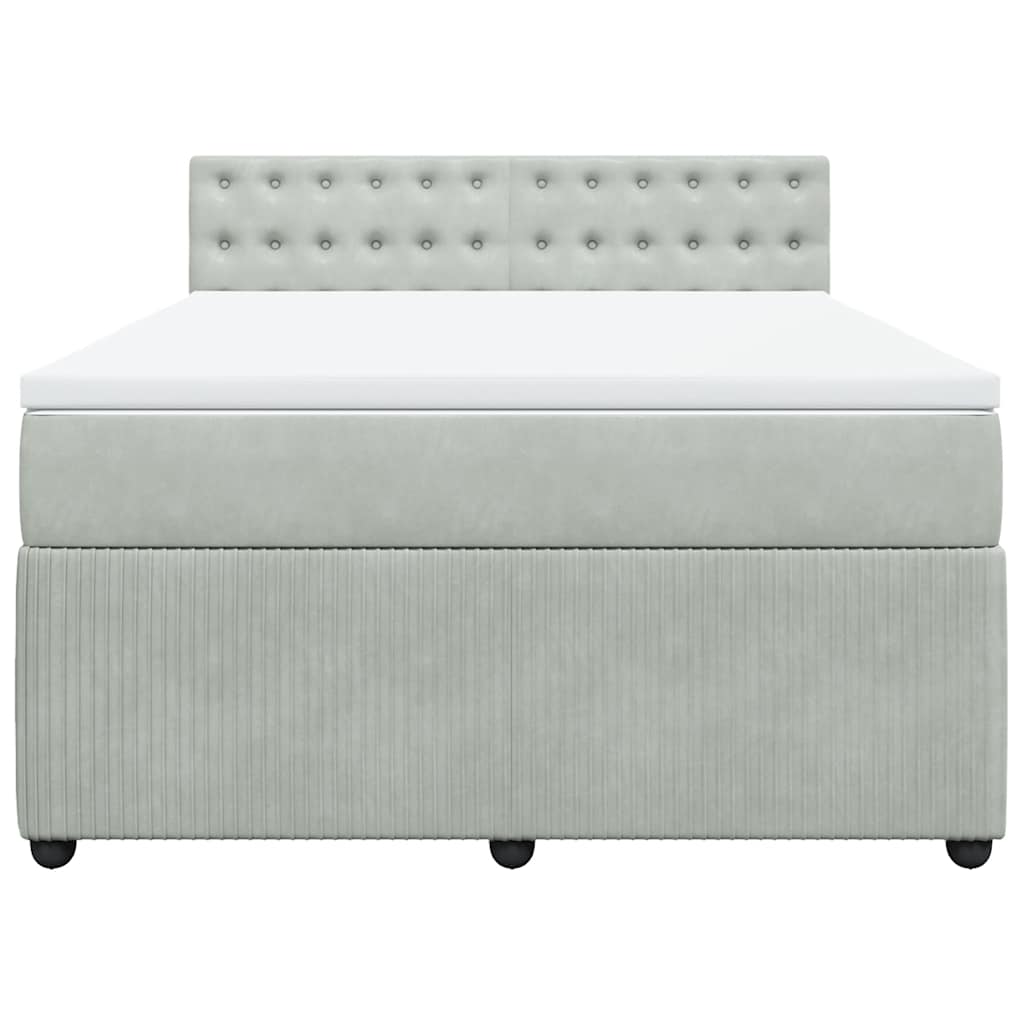 Boxspringbett mit Matratze Hellgrau 140x190 cm Samt