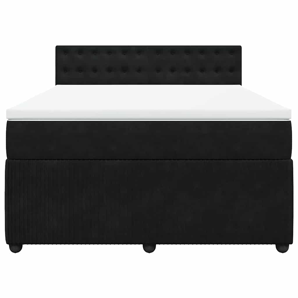 Boxspringbett mit Matratze Schwarz 140x190 cm Samt
