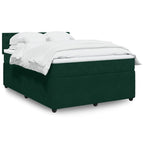 Boxspringbett mit Matratze Dunkelgrün 140x190 cm Samt