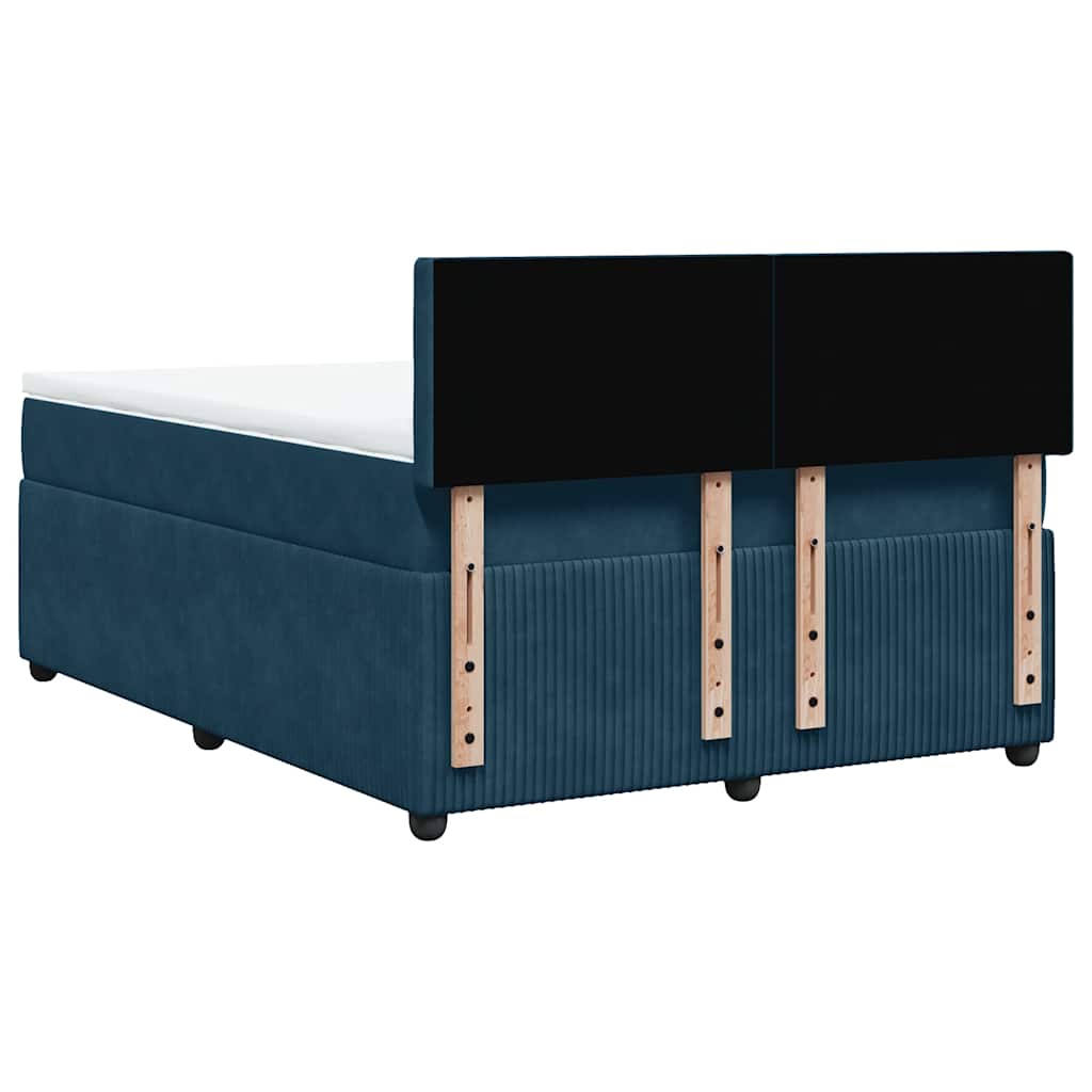 Boxspringbett mit Matratze Blau 140x190 cm Samt