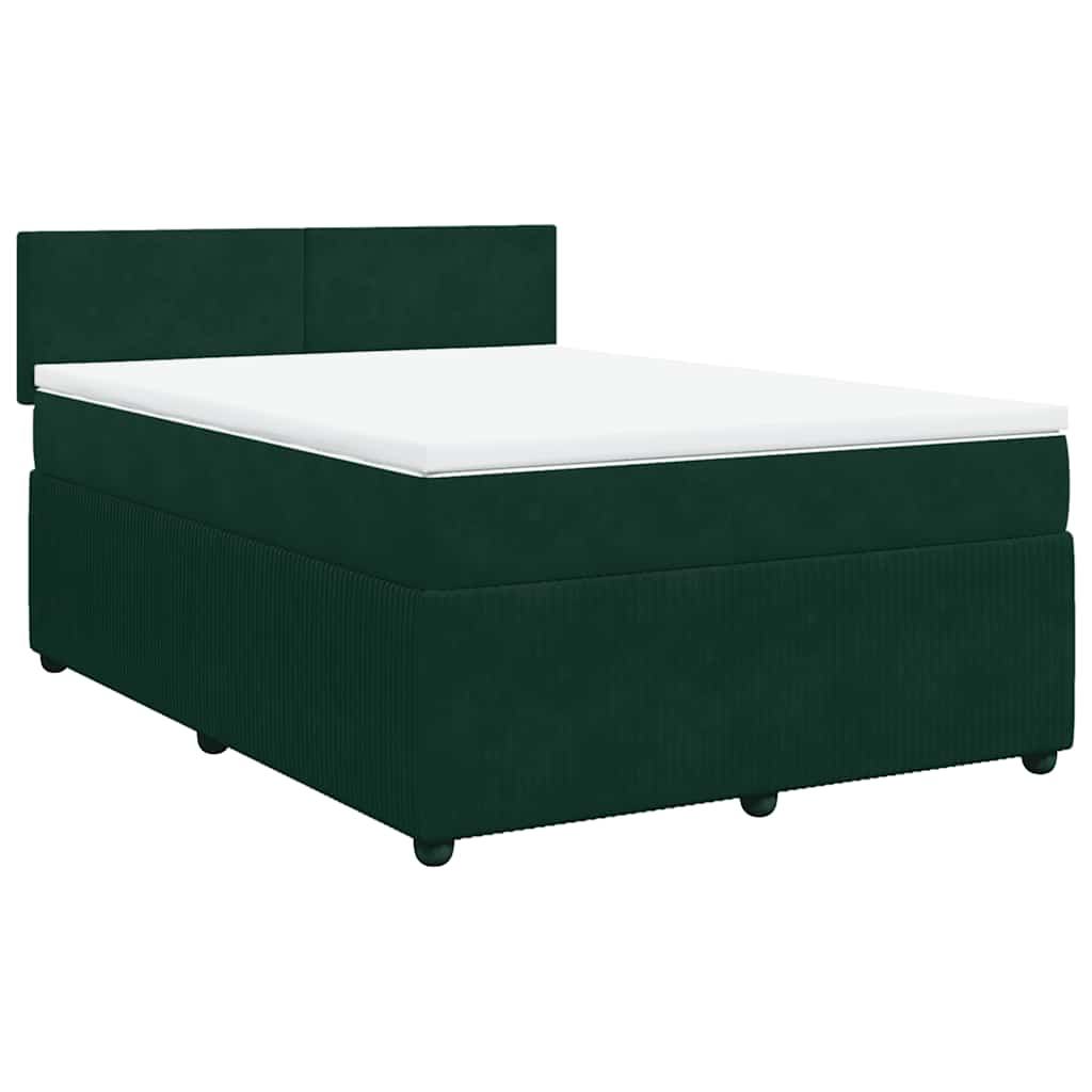 Boxspringbett mit Matratze Dunkelgrün 140x200 cm Samt