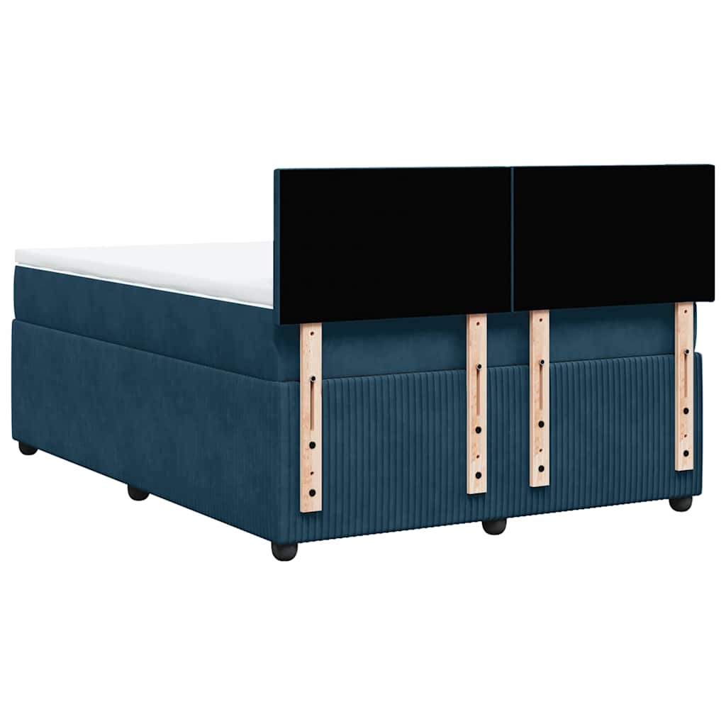Boxspringbett mit Matratze Blau 140x200 cm Samt