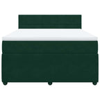 Boxspringbett mit Matratze Dunkelgrün 140x200 cm Samt