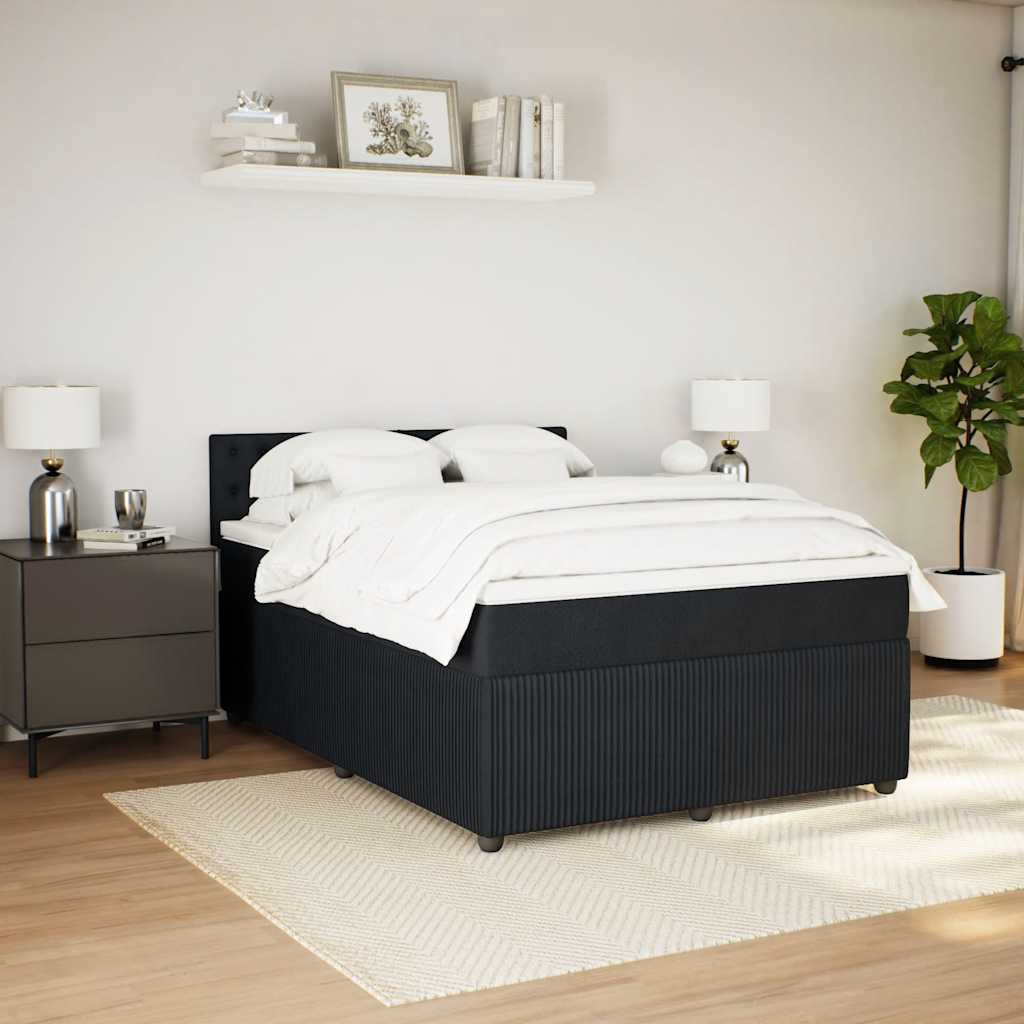 Boxspringbett mit Matratze Schwarz 140x200 cm Samt