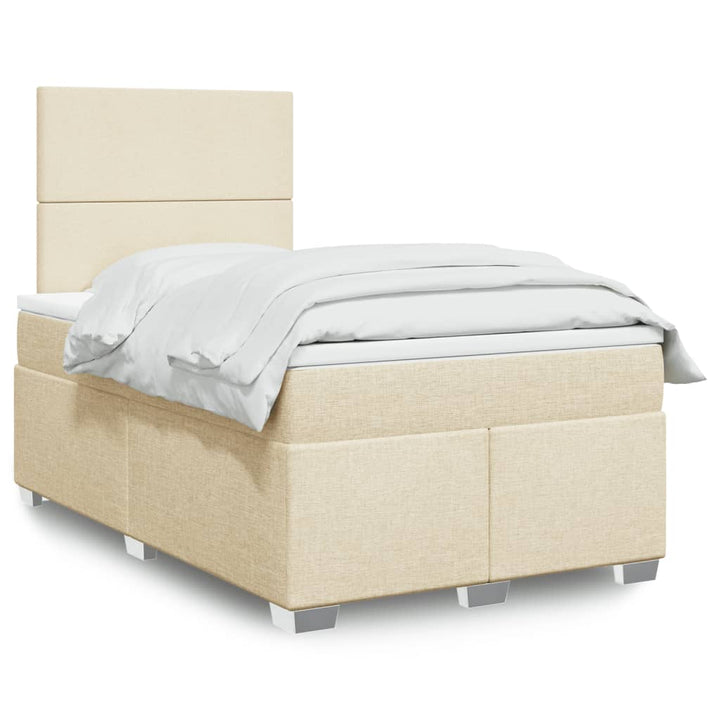 Boxspringbett mit Matratze Creme 120x190 cm Stoff