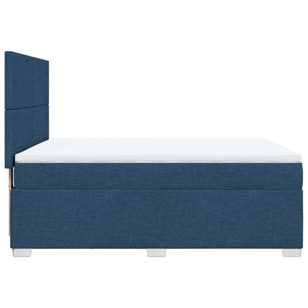 Boxspringbett mit Matratze Blau 140x190 cm Stoff