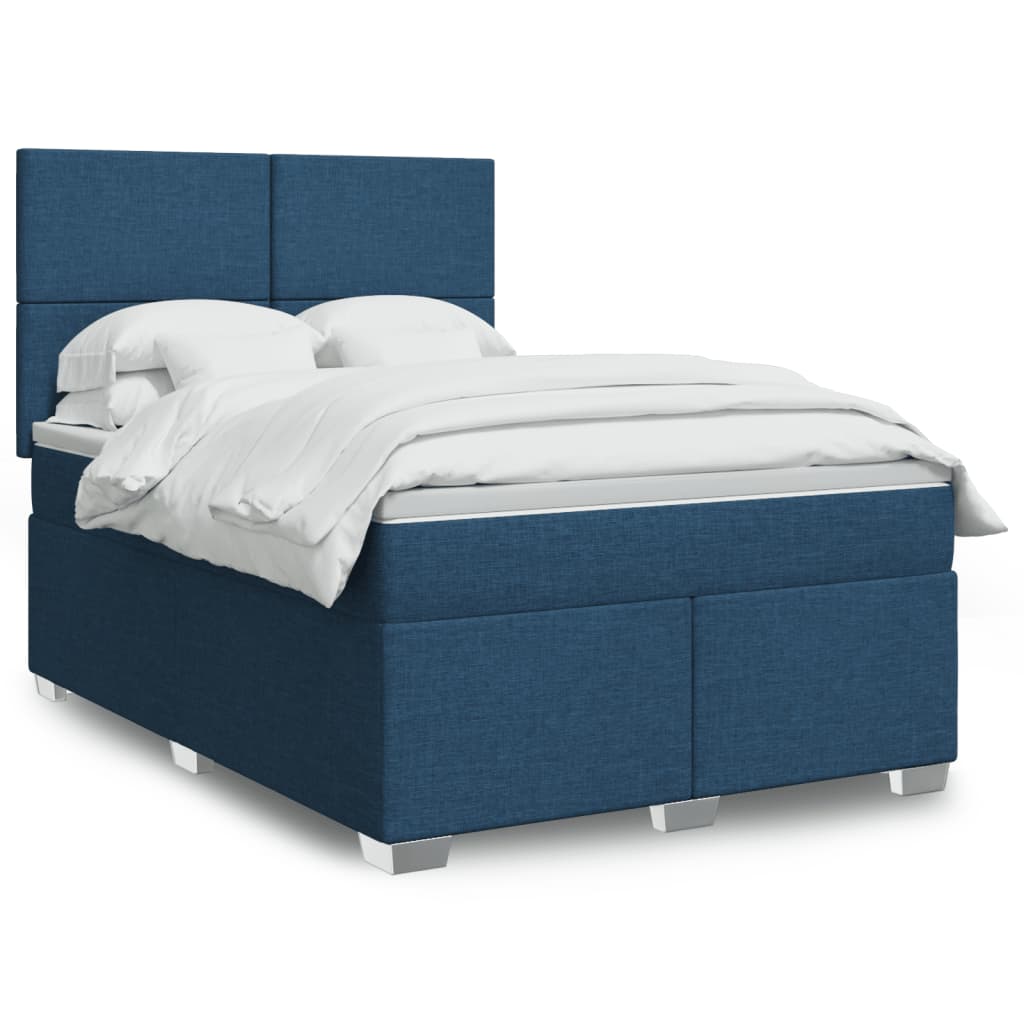 Boxspringbett mit Matratze Blau 140x190 cm Stoff