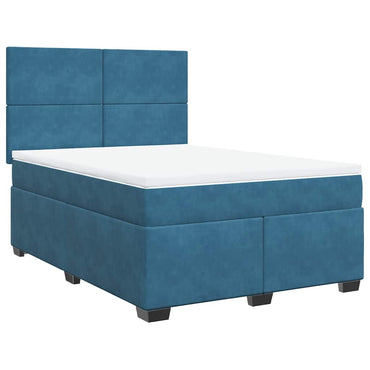 Boxspringbett mit Matratze Blau 140x190 cm Samt