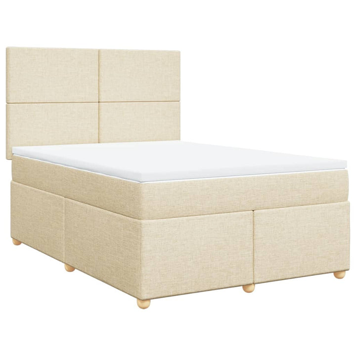 Boxspringbett mit Matratze Creme 140x190 cm Stoff