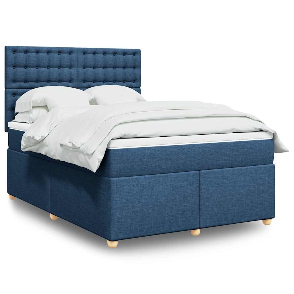 Boxspringbett mit Matratze Blau 140x190 cm Stoff