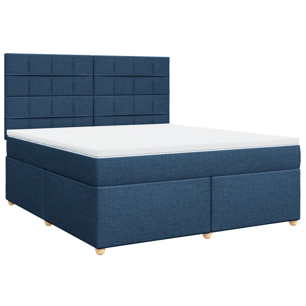 Boxspringbett mit Matratze Blau 180x200 cm Stoff