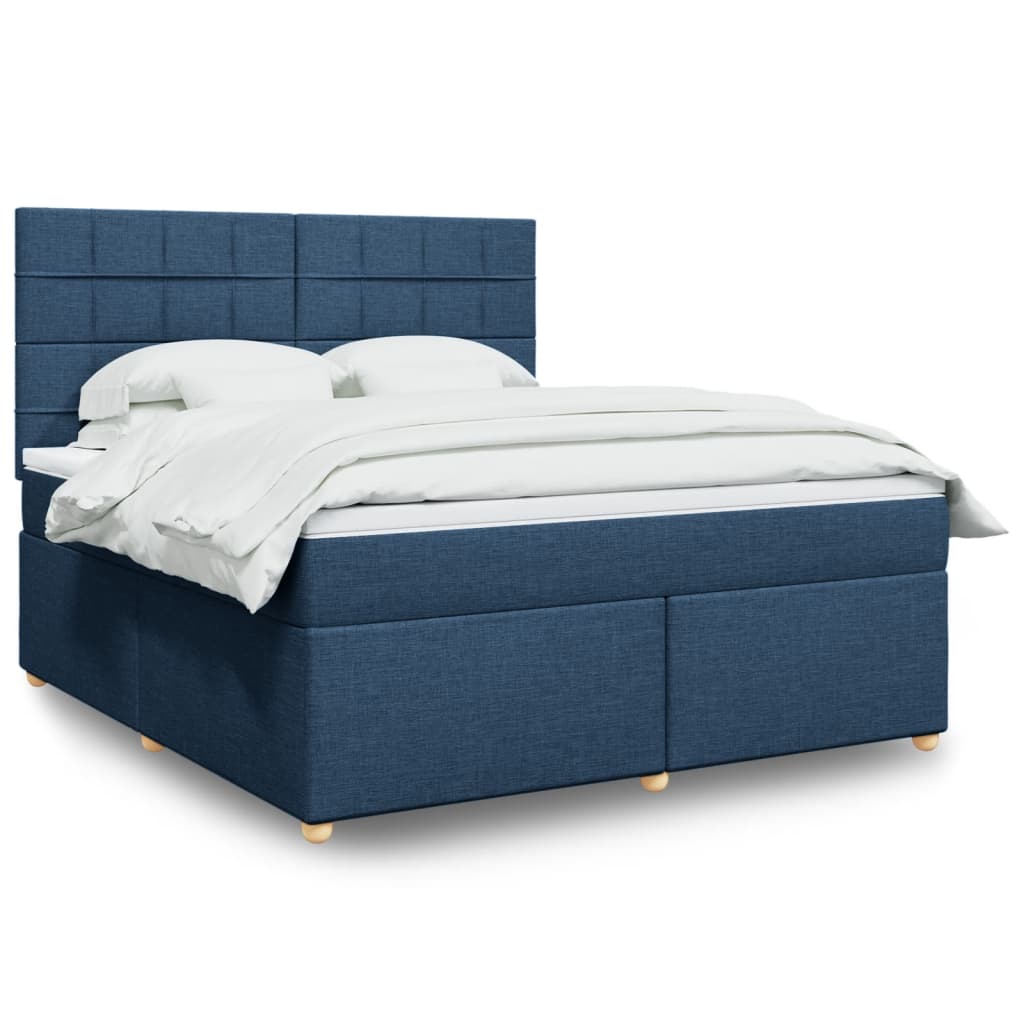 Boxspringbett mit Matratze Blau 180x200 cm Stoff