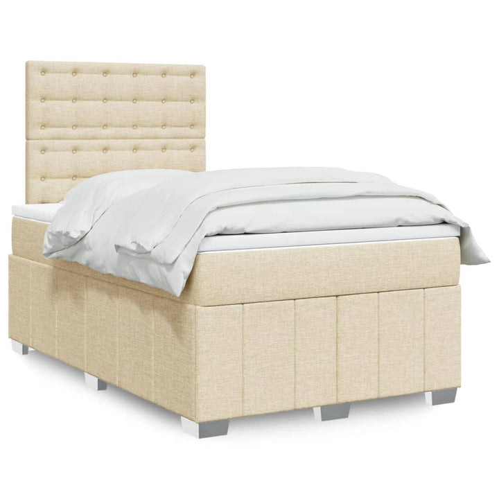 Boxspringbett mit Matratze Creme 120x190 cm Stoff