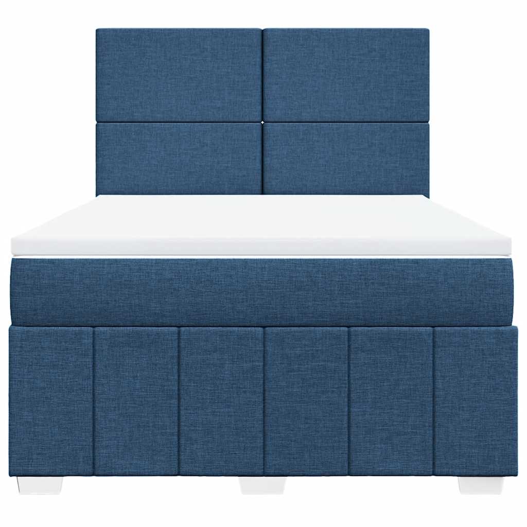 Boxspringbett mit Matratze Blau 140x190 cm Stoff