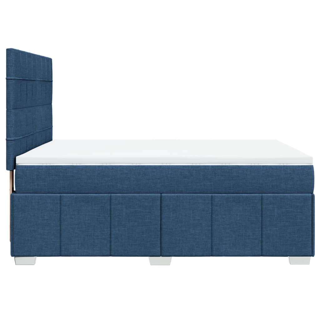 Boxspringbett mit Matratze Blau 140x190 cm Stoff