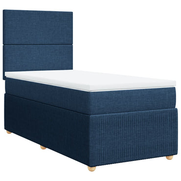 Boxspringbett mit Matratze Blau 90x200 cm Stoff