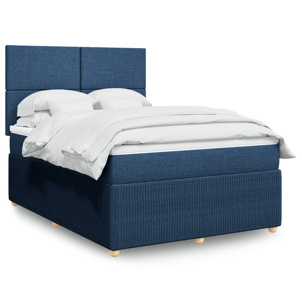 Boxspringbett mit Matratze Blau 140x190 cm Stoff