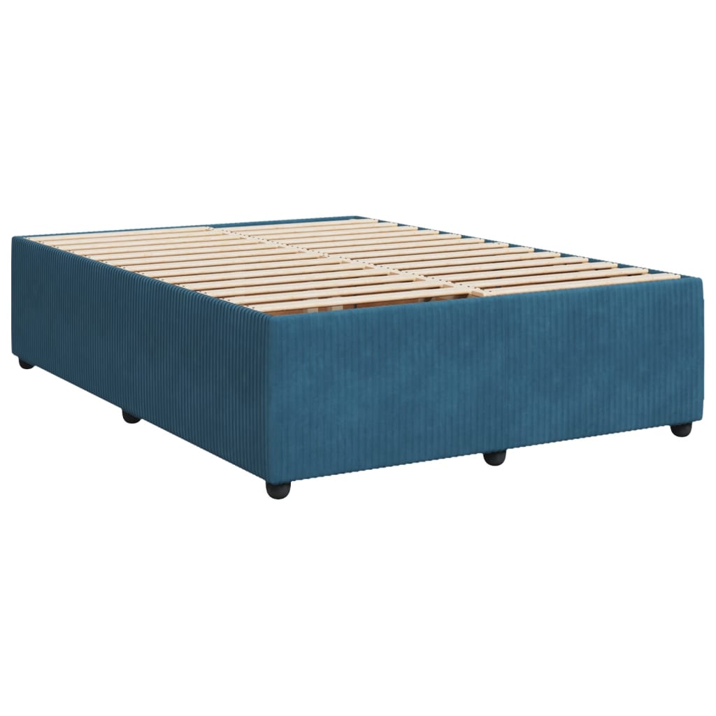 Boxspringbett mit Matratze Dunkelblau 140x190 cm Samt