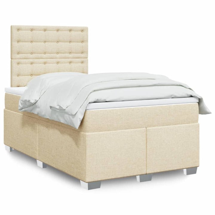 Boxspringbett mit Matratze Creme 120x190 cm Stoff