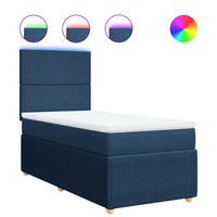 Boxspringbett mit Matratze Blau 90x190 cm Stoff