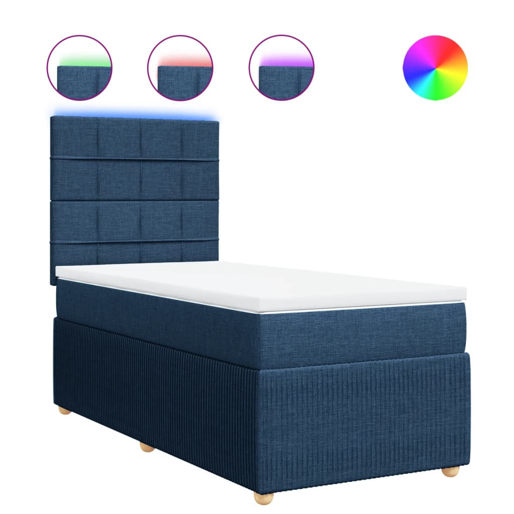 Boxspringbett mit Matratze Blau 90x190 cm Stoff