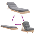 Futon Schlafsofa mit Matratze 60x206x11 cm Massivholz Kiefer