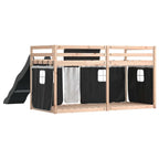 Etagenbett mit Rutsche und Gardinen Weiß und Schwarz 90x190 cm